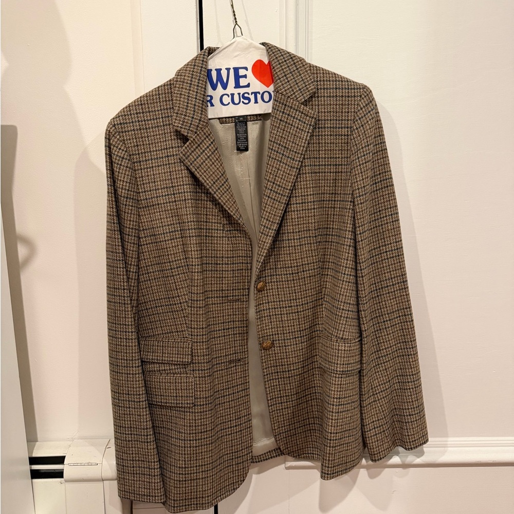 J. Crew Tan Checkered Blazer